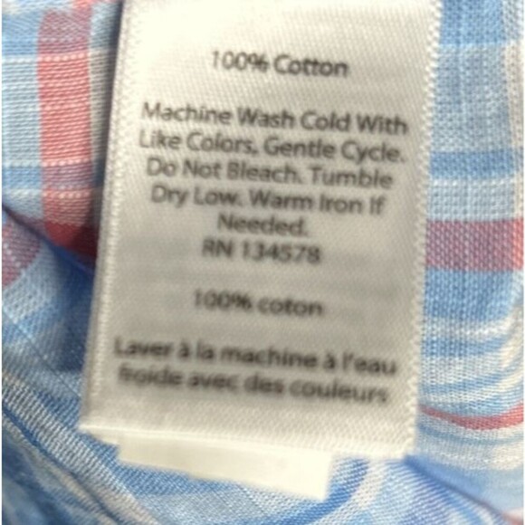 Vineyard Vines Men Slim Tucker Shirt Short Sleeves Cotton Plaid Blue and Red S - Picture 6 of 6